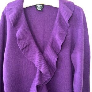 Purple cashmere ruffle cardigan XL